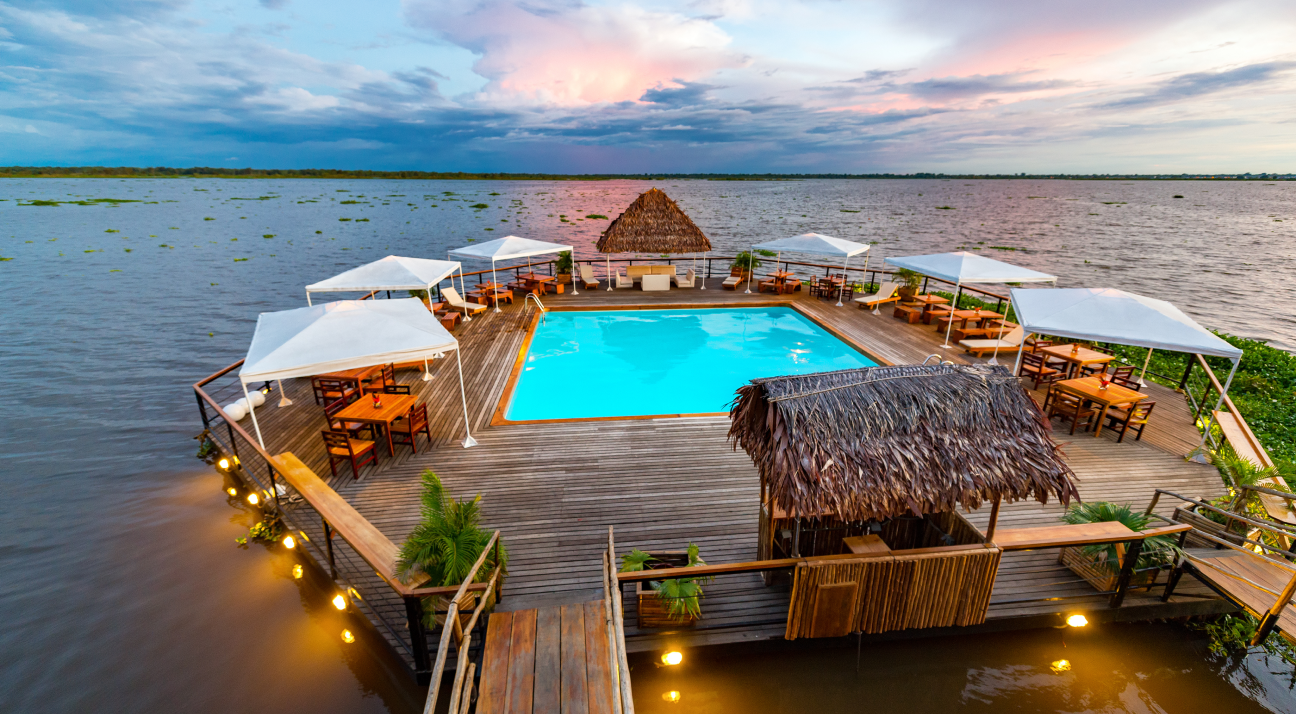 Relax in your pool floating on the Amazon River